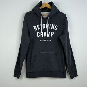 Reigning Champ Hoodie Men Large Gray Cotton Terry Logo Sweatshirt Made in Canada
